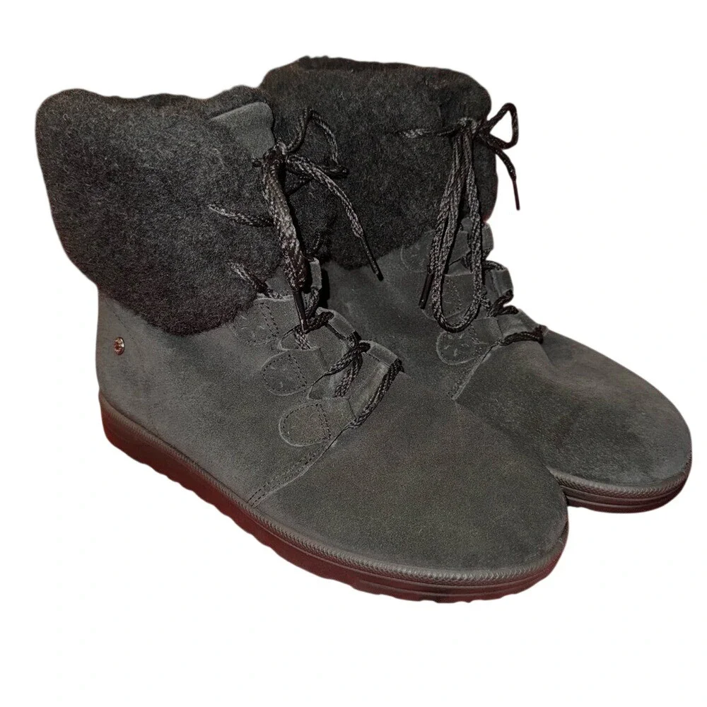 ABEO Imelda Black Suede and Shearling Ankle Boots, Women's Size‎ 10, EUC